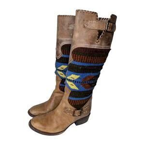 Freebird By Steven Size 8 Quixote Tan Blanket Southwest Aztec Boho Boot